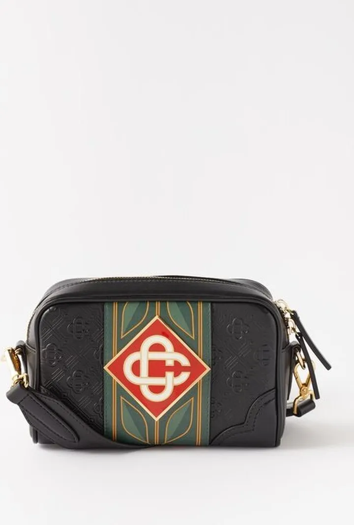 Diamond-monogram Leather Cross-body Bag