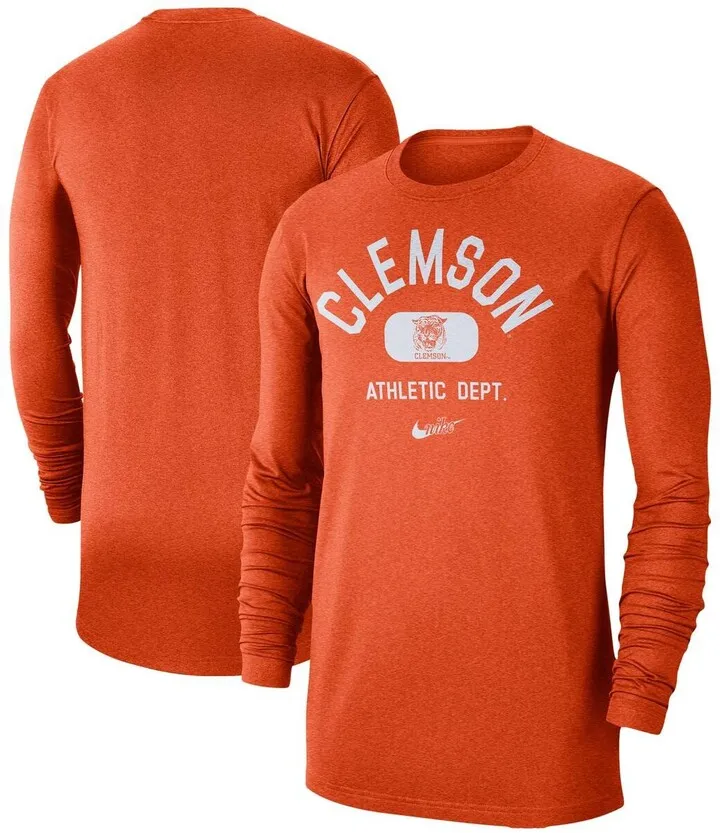 Men's Orange Clemson Tigers Textured Long Sleeve T-shirt