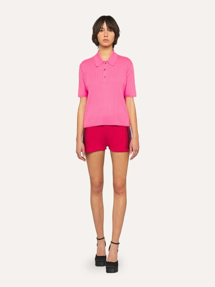 Ribbed Knit Polo