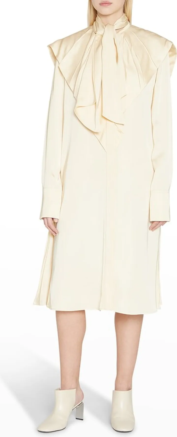 Neck-Tie Sailor-Collar Sustainable Viscose Midi Shirtdress