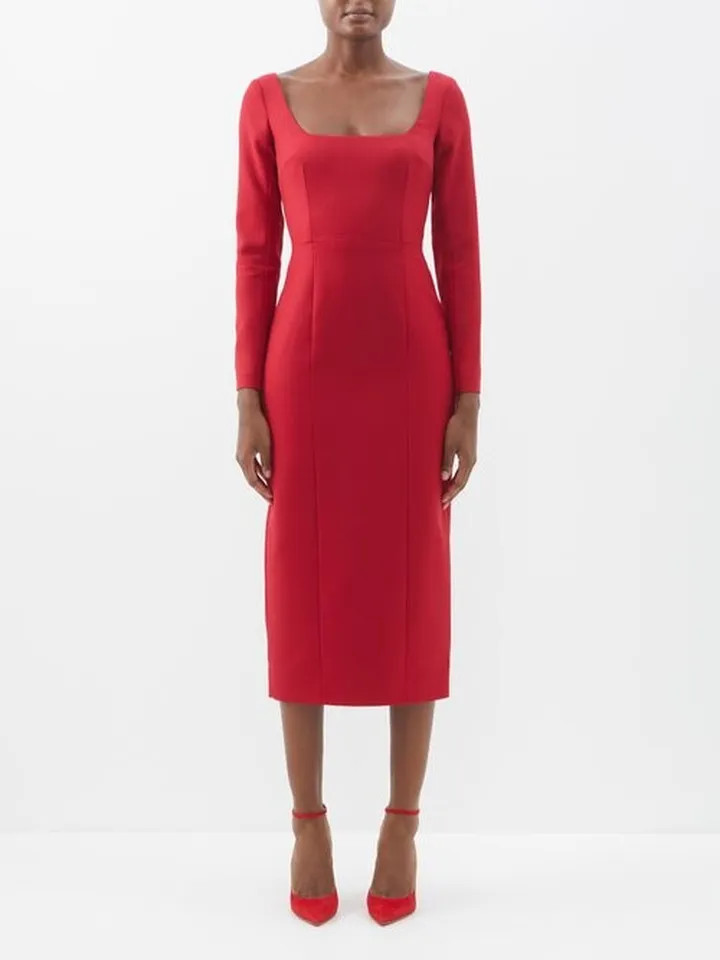 Jeana Square-neck Wool Dress