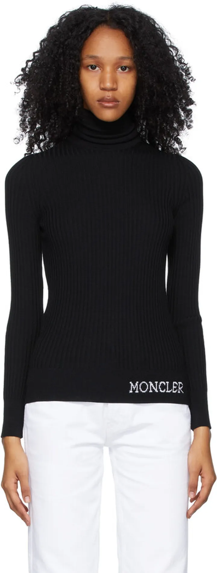 Moncler Black Wool Ribbed Turtleneck
