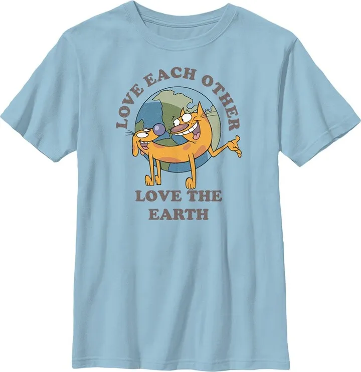 Boy's Catdog Love the Earth T-Shirt - Light Blue - X Large
