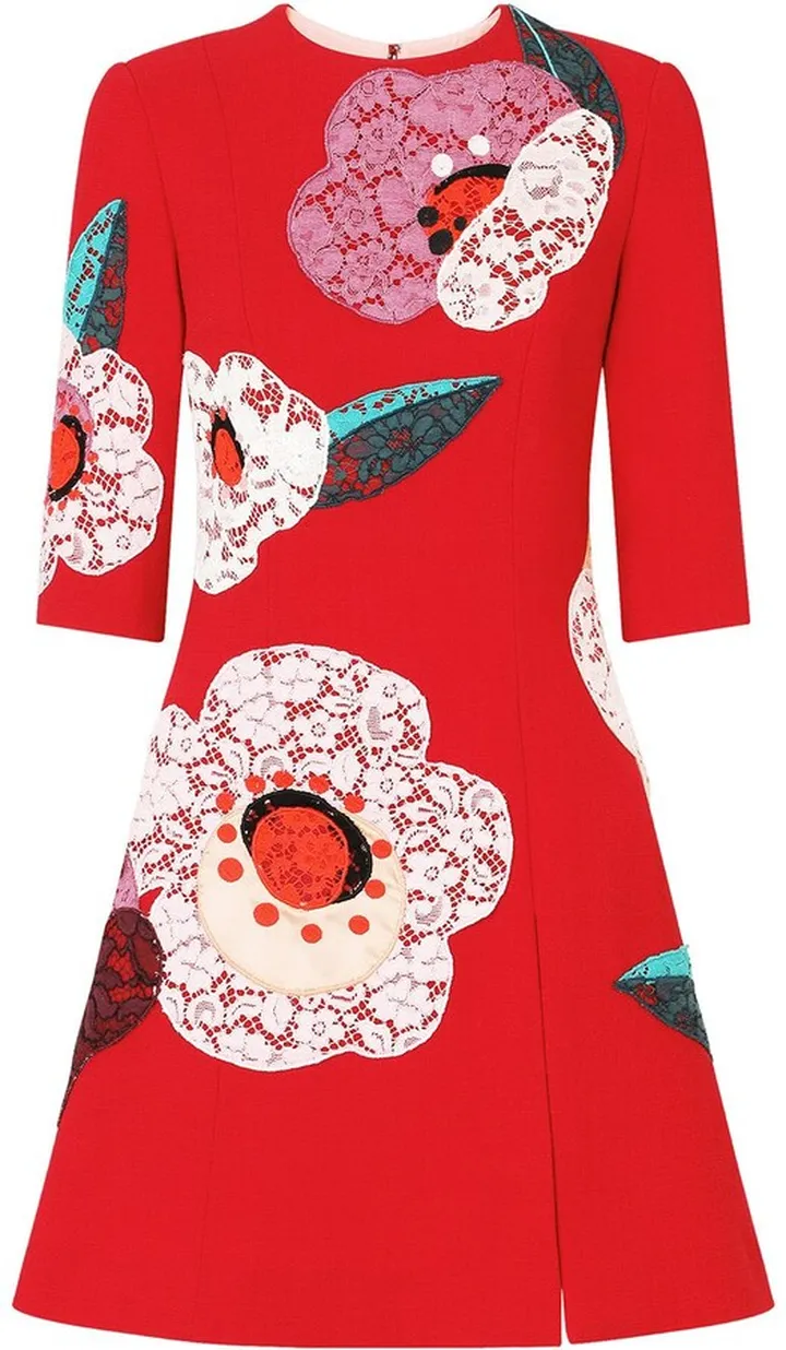 Floral Flared Wool Dress