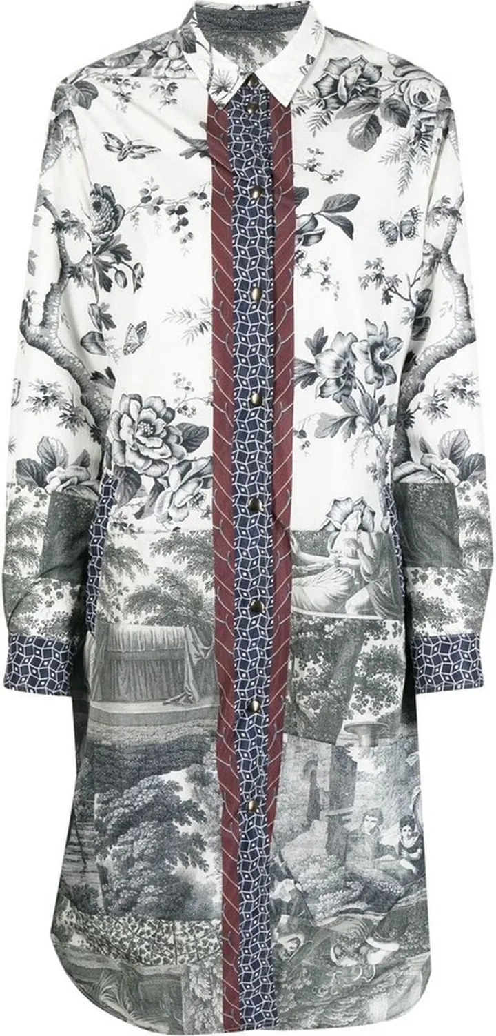 Floral-Print Single-Breasted Coat