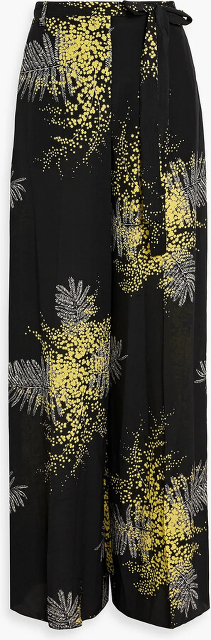 Printed silk-crepe wide-leg pants