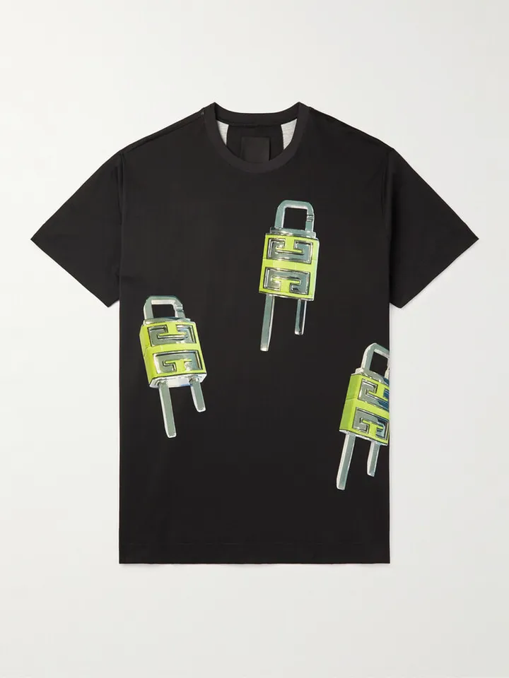 4G Lock Oversized Printed Cotton-Jersey T-Shirt