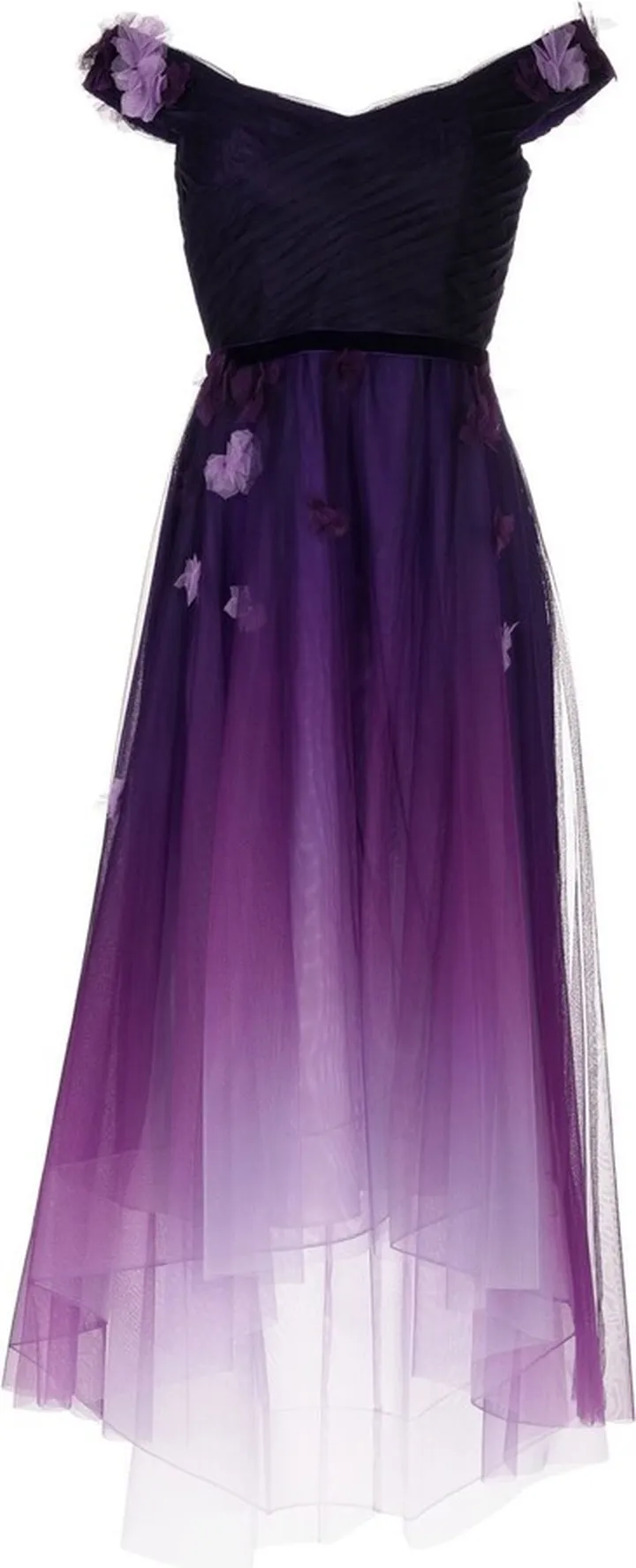 Floral-Appliqué Ombré-Effect Gown