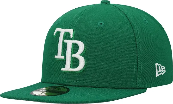 Men's New Era Kelly Green Tampa Bay Rays Logo White 59FIFTY Fitted Hat