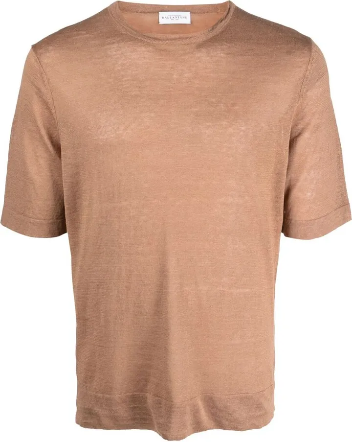 crew-neck short-sleeve linen T-shirt