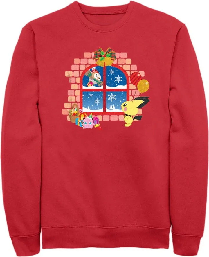 Men's Pokemon Christmas Window Sweatshirt - Red - X Large