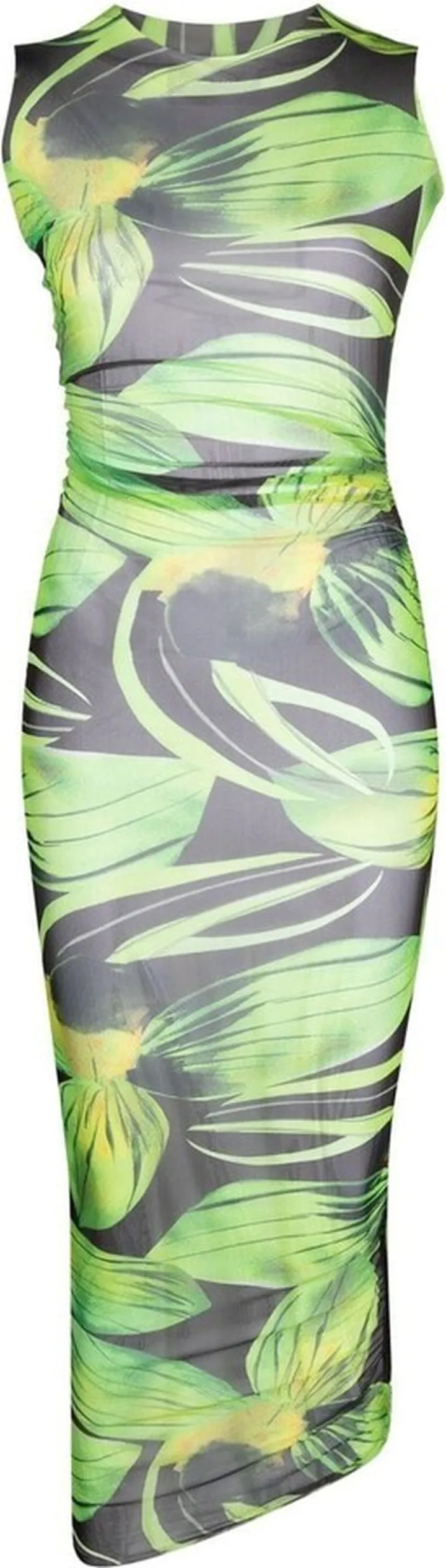 Leaf-Print Midi Dress