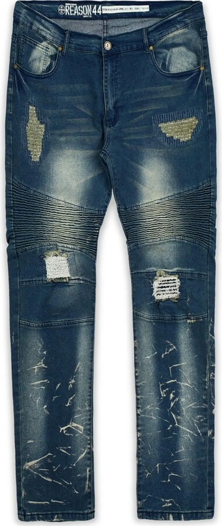 Reason Men's Big and Tall Mulberry Moto Skinny Denim Jeans