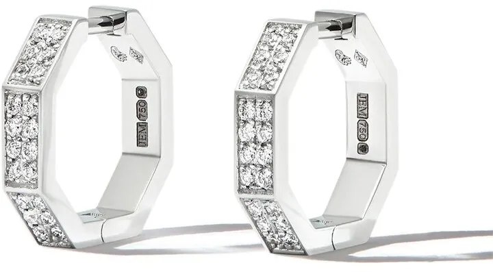 18kt White Gold Diamond Hoop Earrings