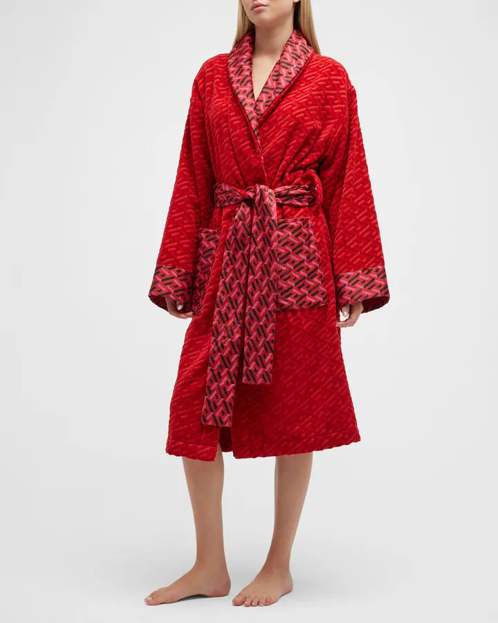 Greca Terry Cotton Bathrobe