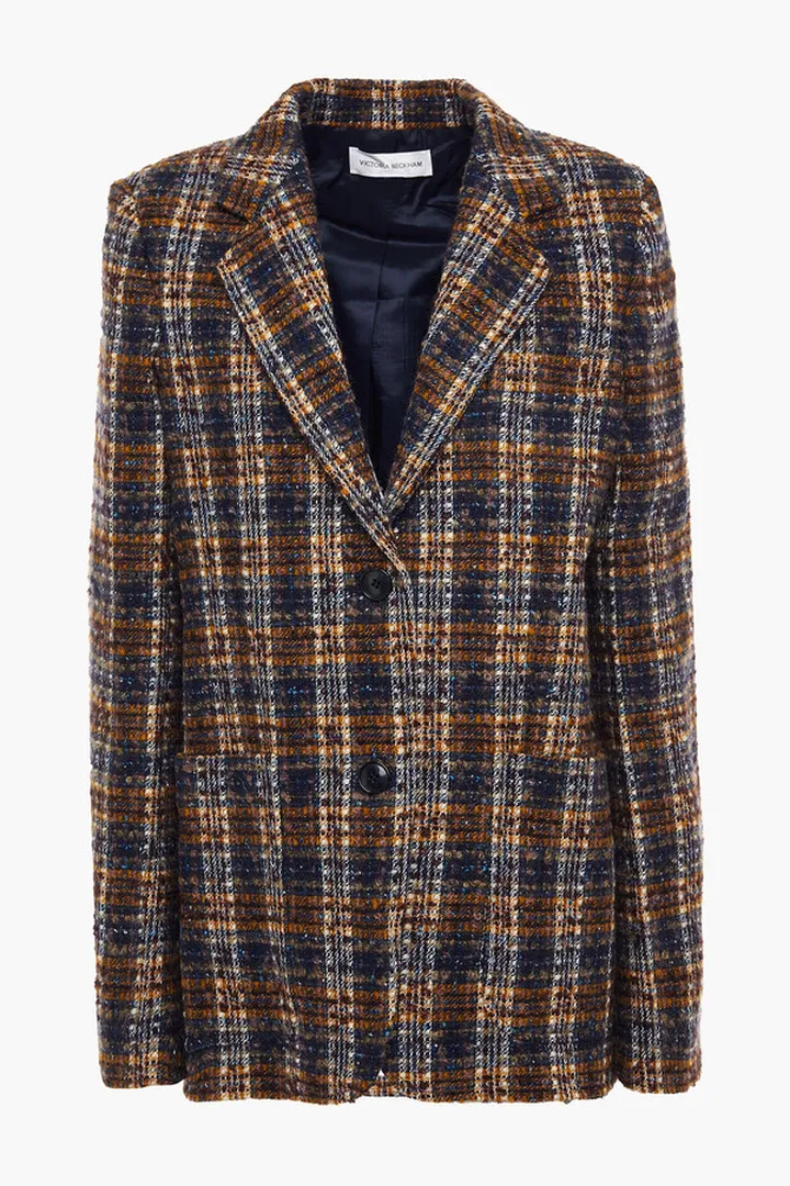 Checked bouclé-tweed blazer