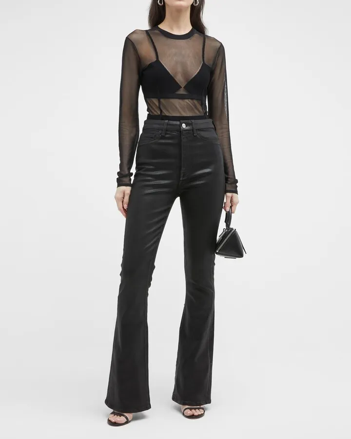 Coated Slim Bootcut Jeans