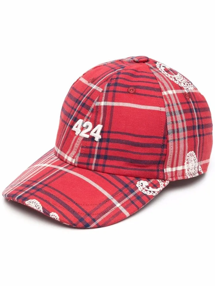 Tartan Check Print Cap