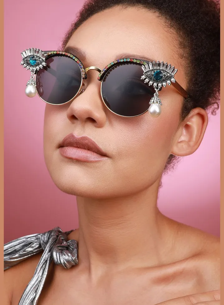 Trendy Designer Stone Western Wear Sunglass For Women