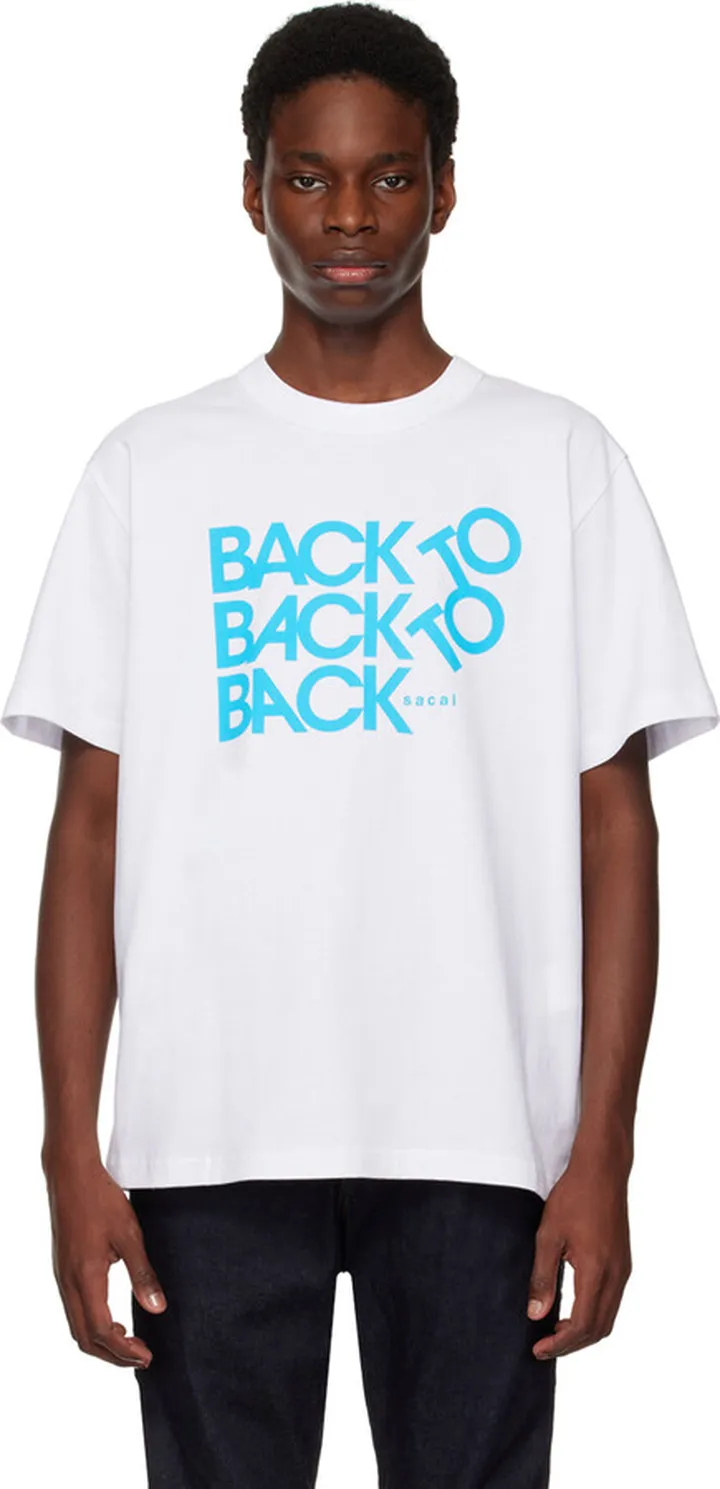 sacai White Back To Back To Back T-Shirt