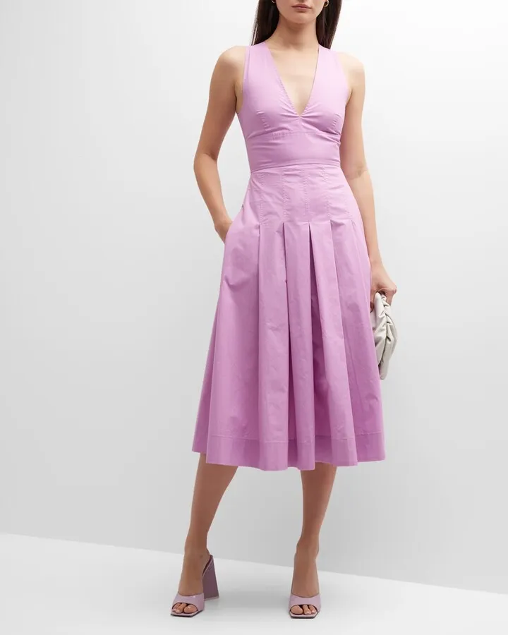 Adorato Sleeveless Pleated Cotton Midi Dress