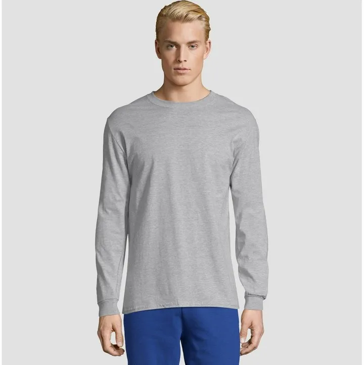 Hanes Men's Long Sleeve Beefy T-Shirt - Light Steel L