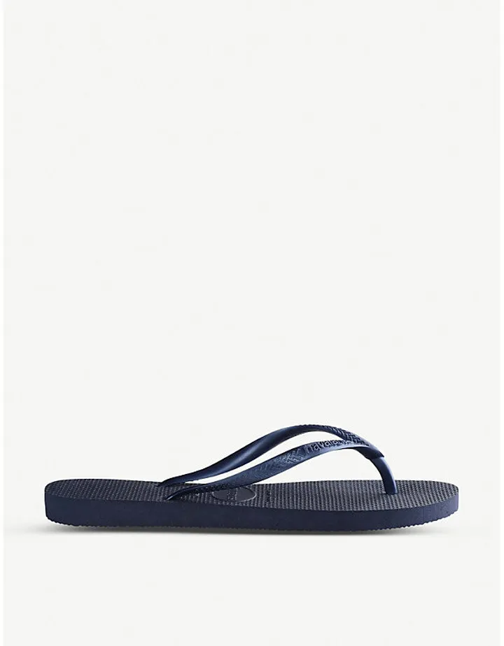 Womens Slim Navy Blue Slim Rubber Flip-flops