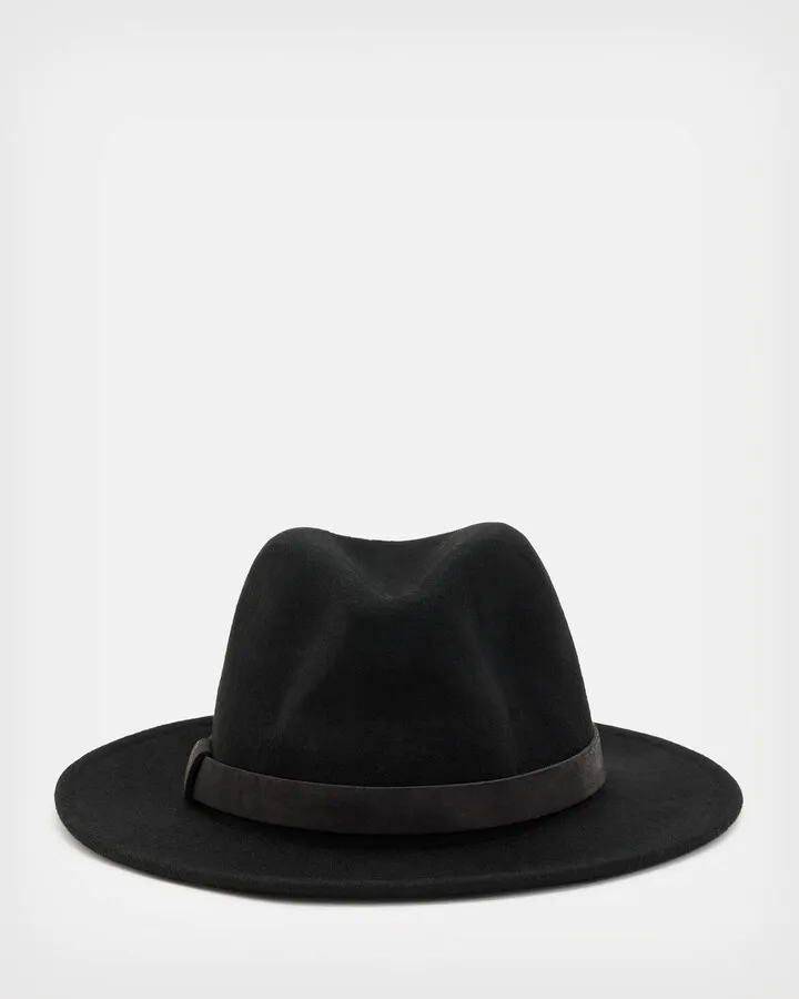Bronson Wide Brim Wool Fedora Hat - Black