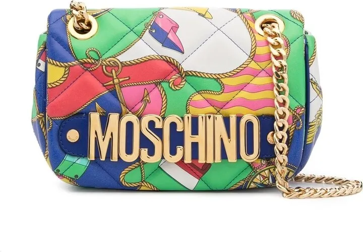 Logo-Lettering Quilted Shoulder Bag
