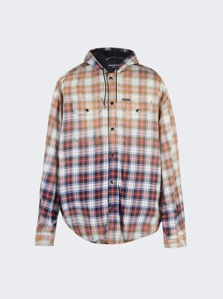 Bleached Flannel Shirt White and Red