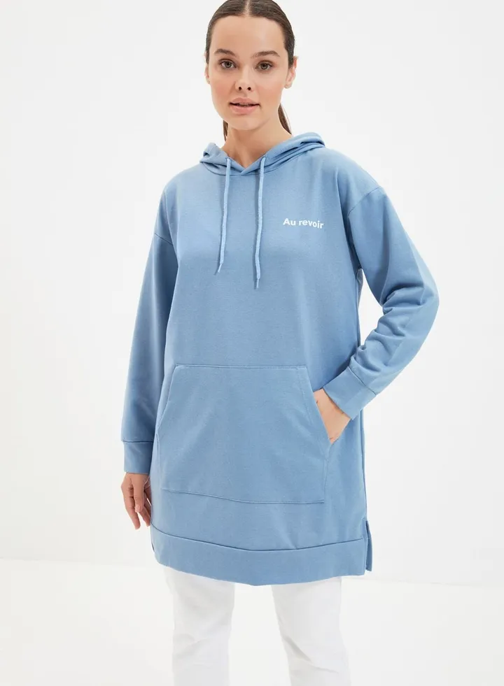 Slogan Knitted Hoodie
