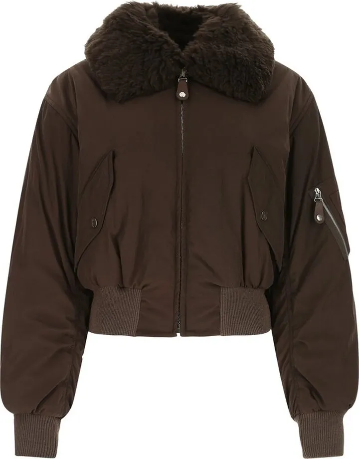 Stella McCartney Faux-Fur Collar Zipped Bomber Jacket