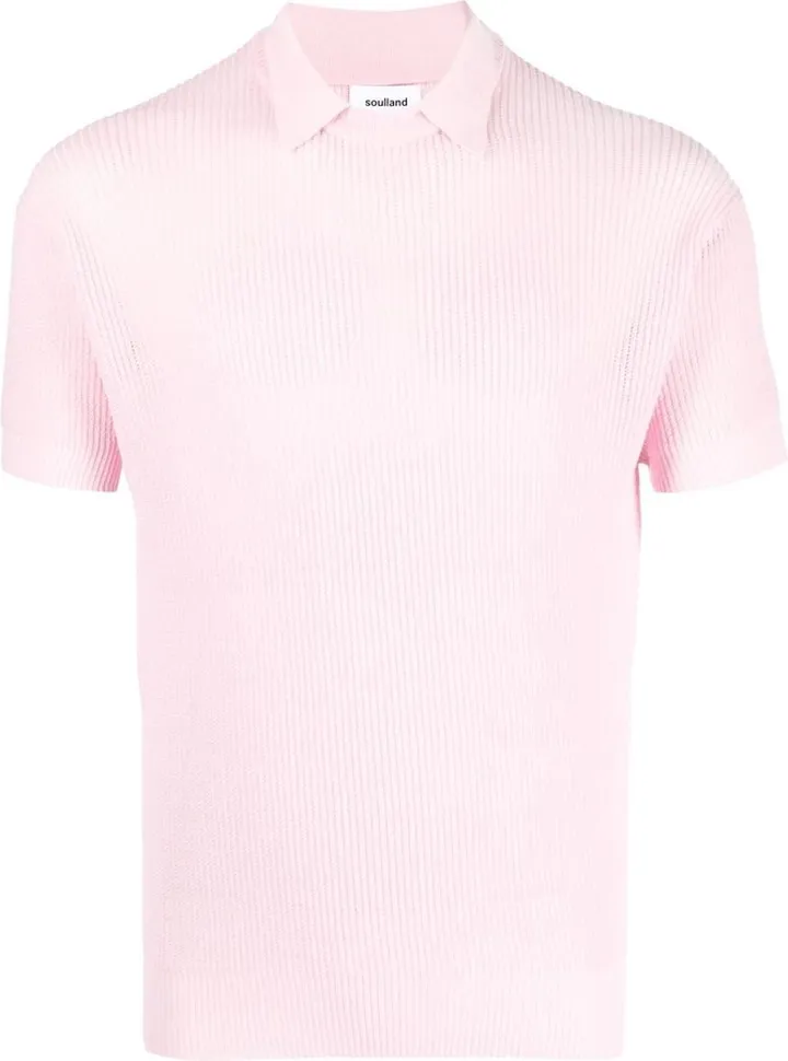 Tracy ribbed-knit polo top