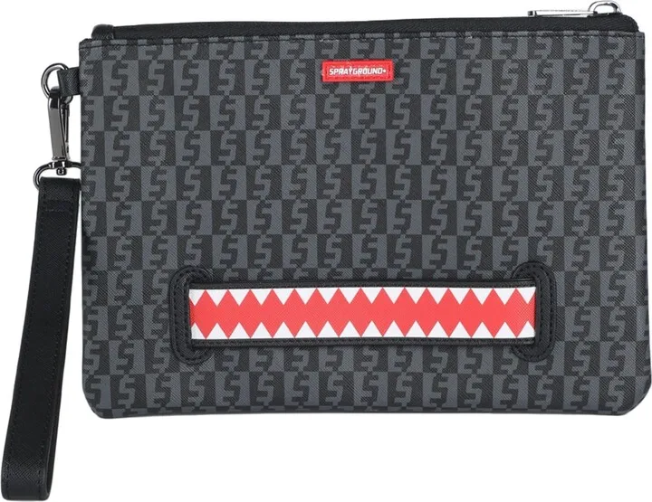 Money Check Grey Pouchette Handbag Lead