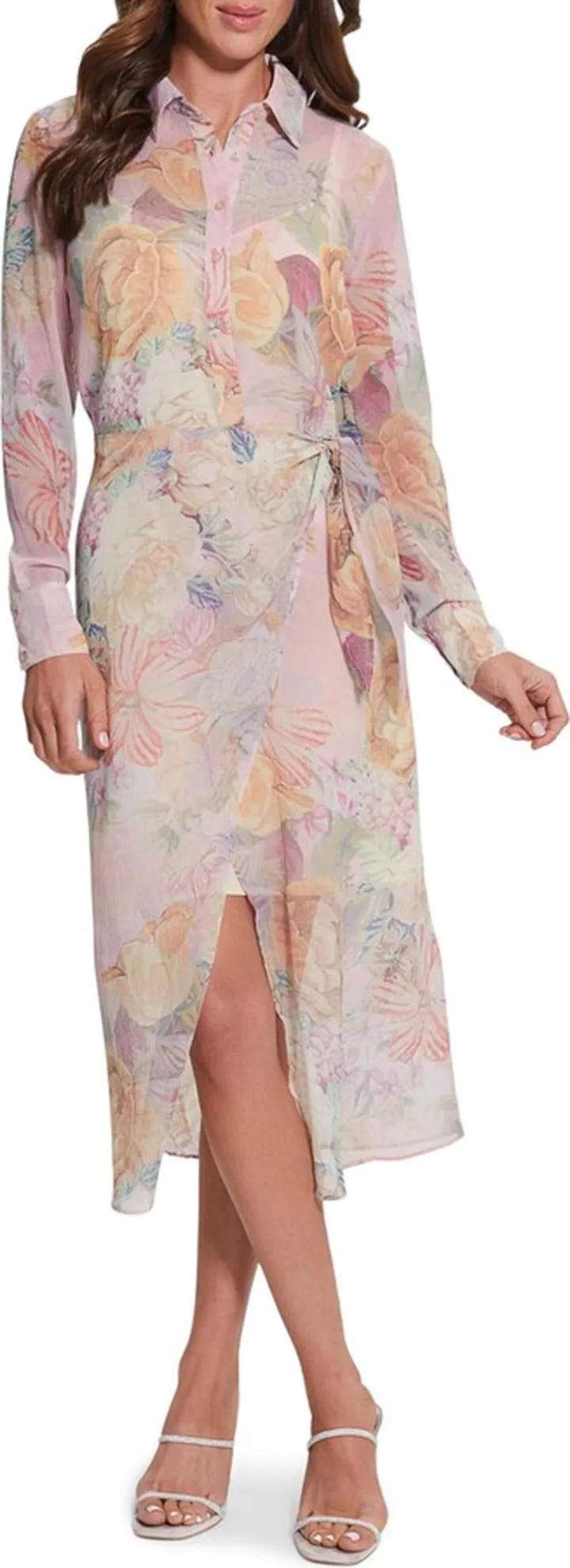 Lama Floral Long Sleeve Midi Shirtdress
