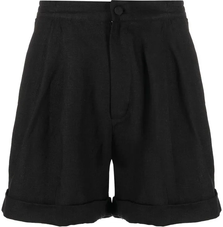 Pleated High-Waisted Shorts