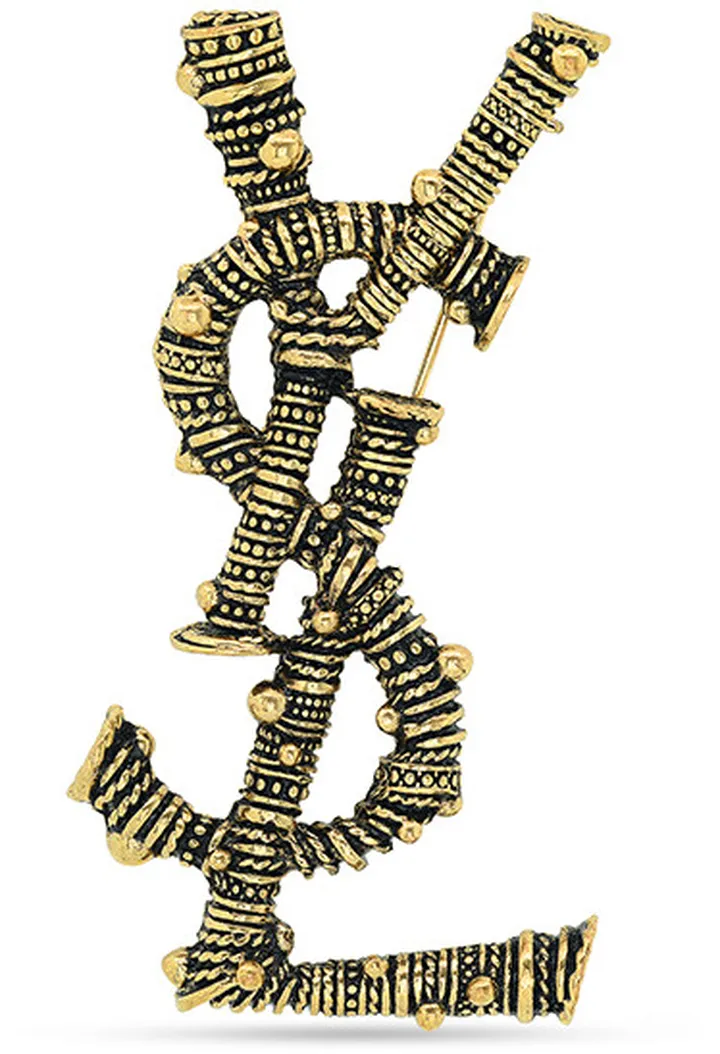 YSL Logo Brooch (Gold)