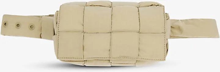 Womens Travertine-silver Cassette Intrecciato Woven Belt bag