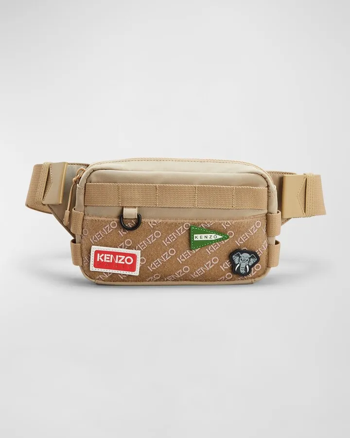 Men's Belt Bag with Logo Patches