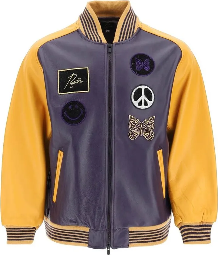 Needles Logo-Patch Zipped Bomber Jacket