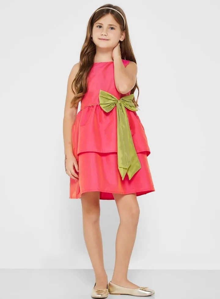 Party Wear Dress With Bow Detailing On Waist