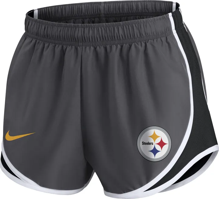 Nike Women's Dri-FIT Logo Tempo (NFL Pittsburgh Steelers) Shorts in Grey