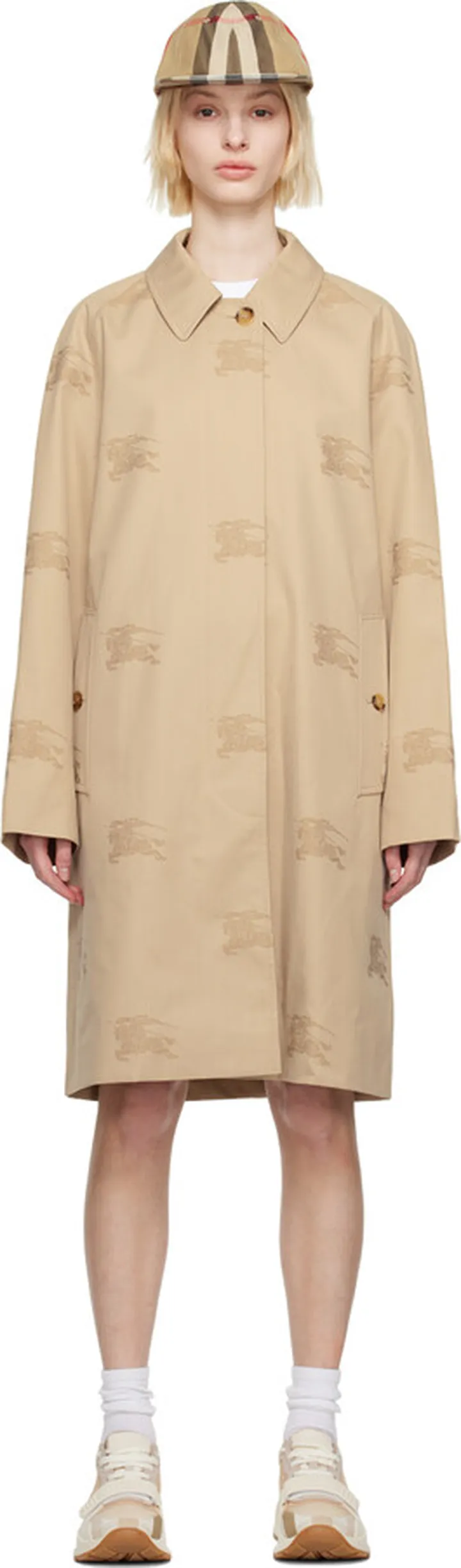 Burberry Beige Equestrian Knight Trench Coat