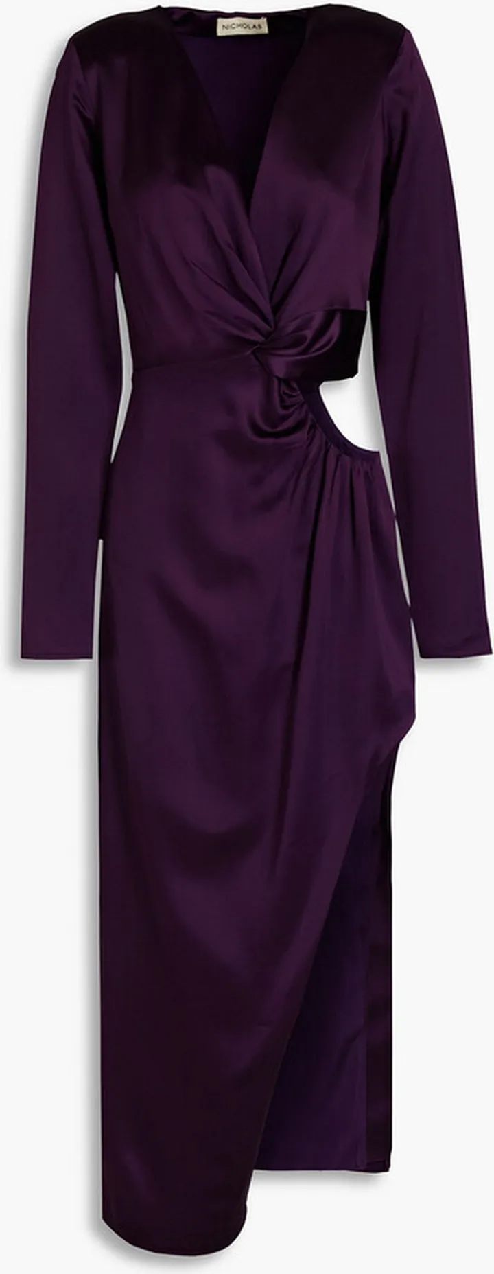 Alezia twist-front cutout satin dress
