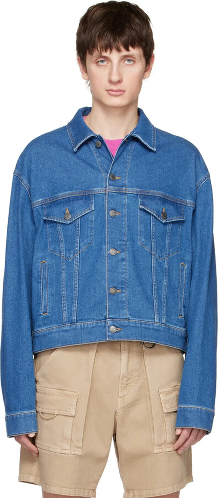 Moschino Blue Teddy Patch Denim Jacket