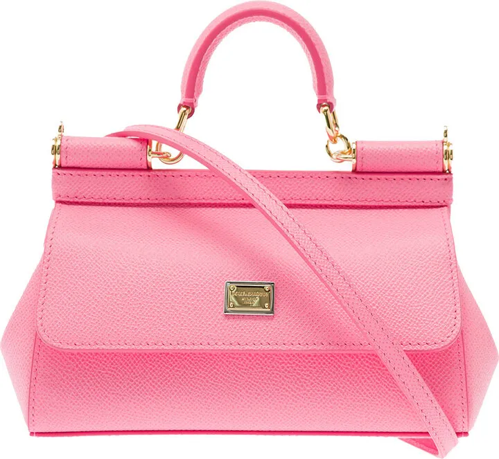 'small Sicily' Pink Handbag With Branded Galvanic Plaque In Dauphine Leather Woman