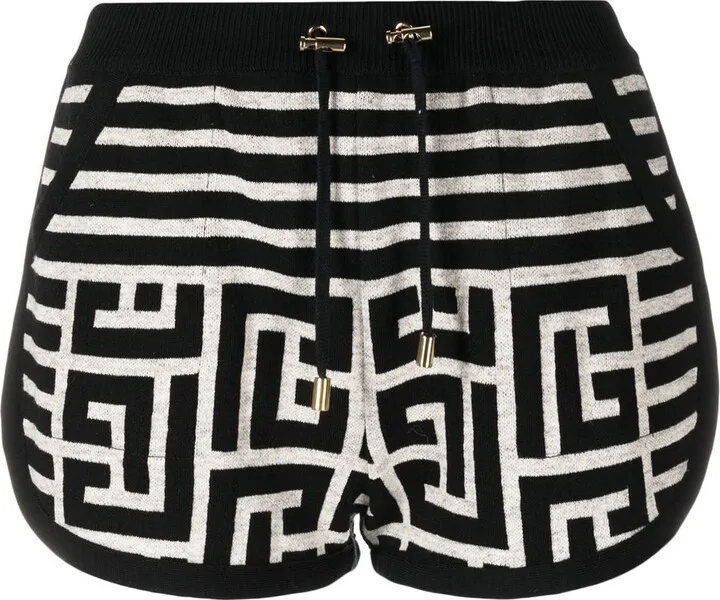 Monogram-Jacquard Wool Shorts