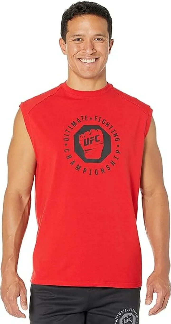 UFC Sleeveless Crew Neck Tee (Red 1) Men's Clothing