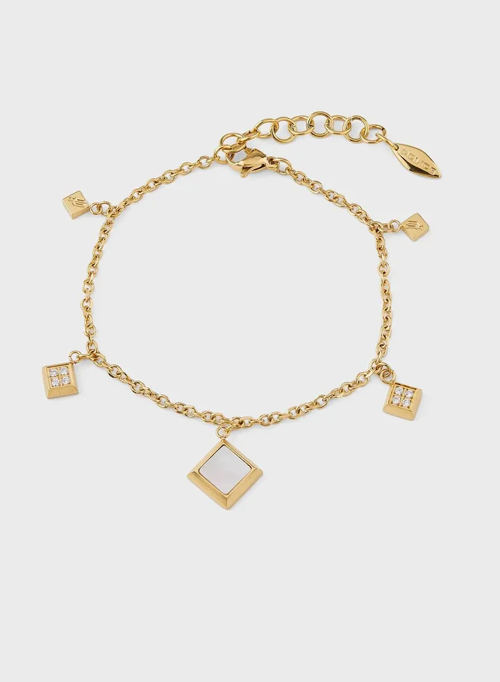 Bracelet With Mother Of Pearl Inlay & Crystal