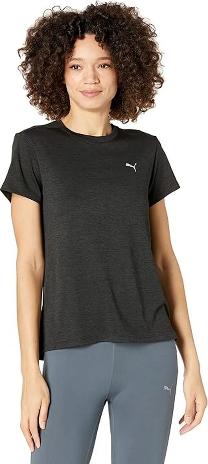 PUMA Run Favorite Heather Tee (Puma Black Heather) Women's Clothing